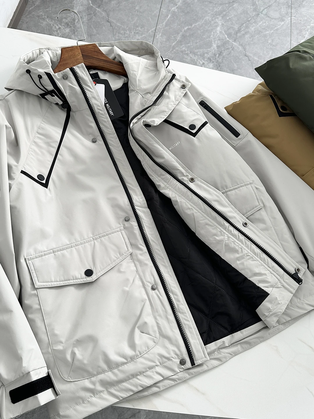 

Мужская хлопковая куртка Thiened с капюшоном, уличная рабочая одежда, ветрозащитное теплое повседневное пальто с несколькими карманами, модное городское молодежное пальто