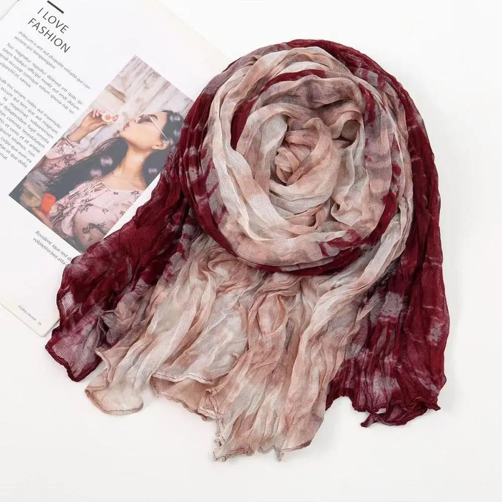 

1pc Gradient Beautiful Color Long Scarf Solid Shawl Hijab Tie-dyed Scarf Elegant Winter Foulard Women Pleated Fashion Scarves