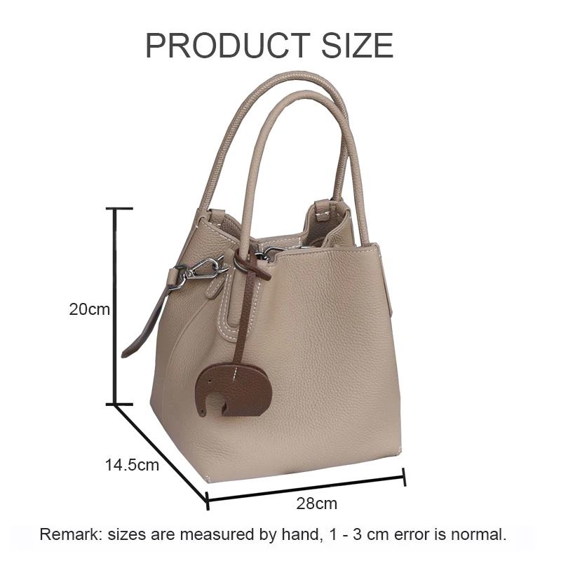 New Lady Genuine Leather Bucket Bag Women Simple Fashion Shoulder Diagonal Straddle Handheld Crossbody Vegetable Basket Handbag