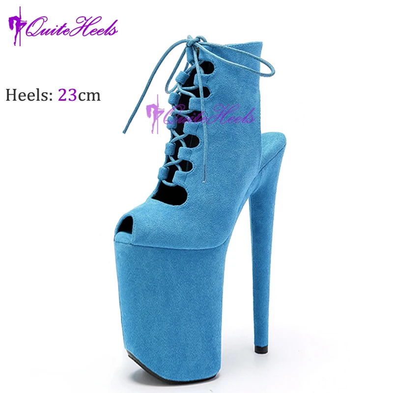 New Luminous 23CM/9Inch Gladiator Women Ankle Boots Sexy Fetish Exotic Stripper Heels Platform  Pole Dance Roman Shoes