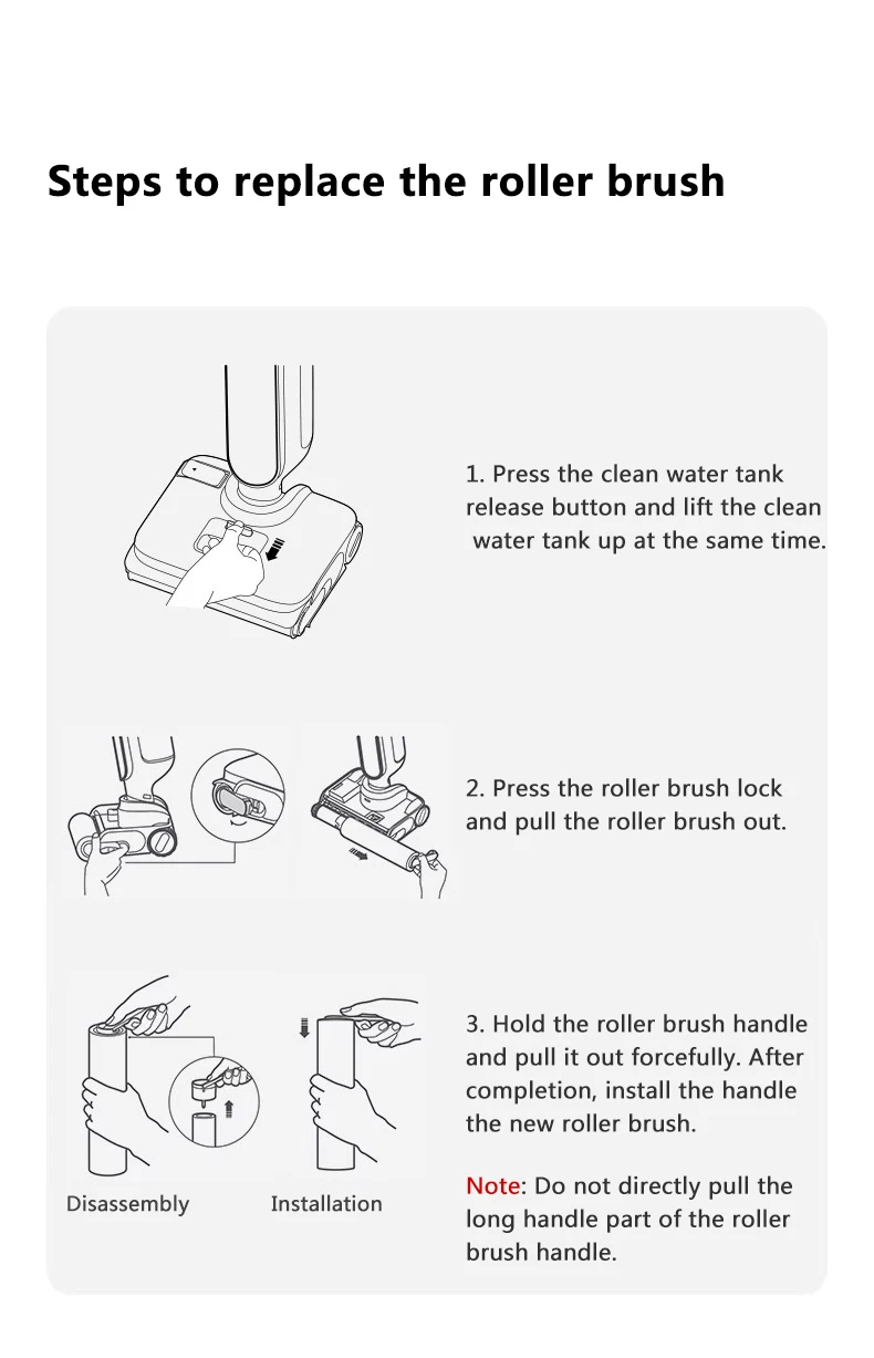 Replaceable Roller Brush Home Accessories For Xiaomi Floor Scrubber 4 / 4 Pro / 4 Max Roller Brush Handle Parts Vacuum Cleaner