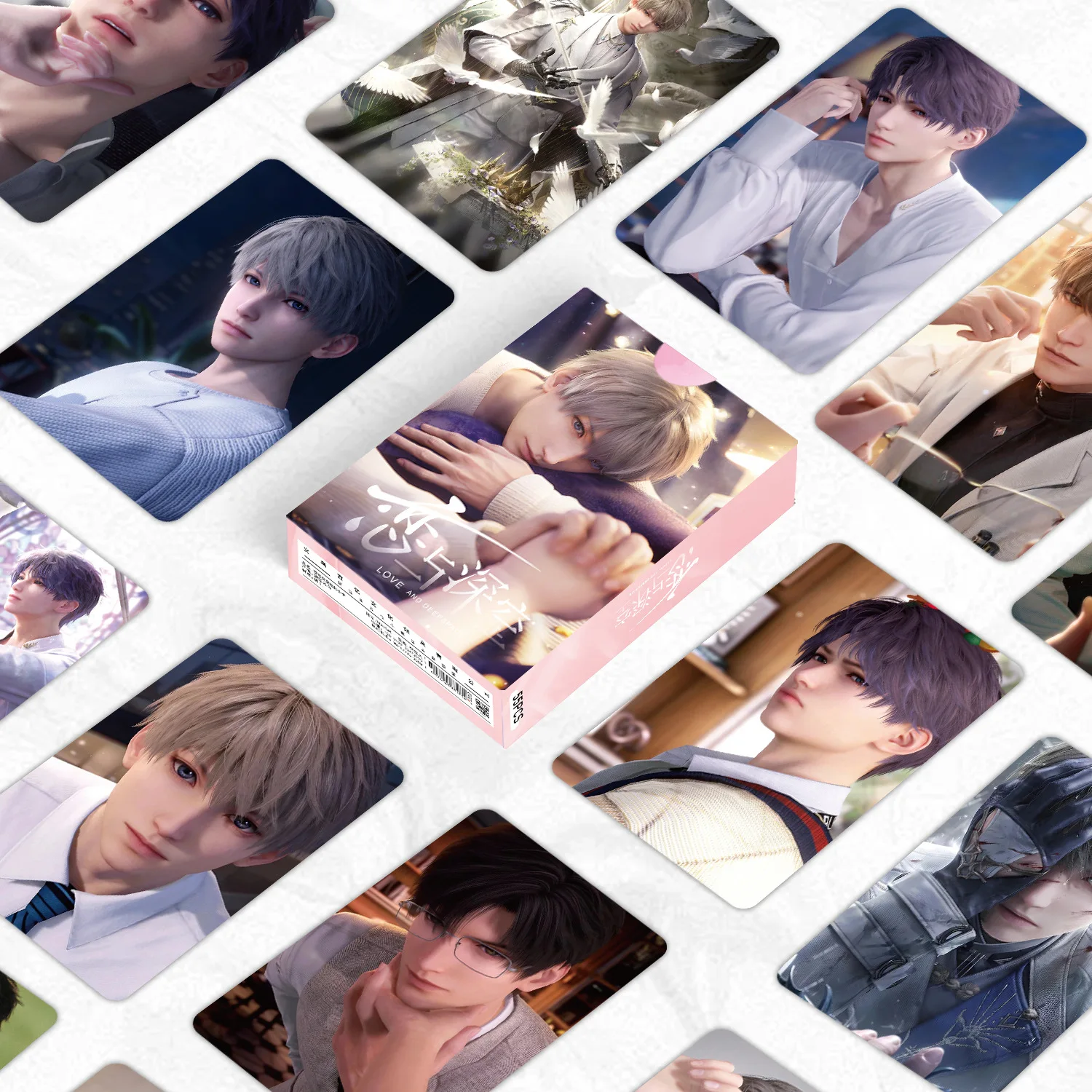 55 개/대 새로운 게임 사랑과 Deepspace 레이저 Lomo 카드 Sylus Zayne Xavier Rafayel 게임 캐릭터 3 인치 사진 카드 팬 선물