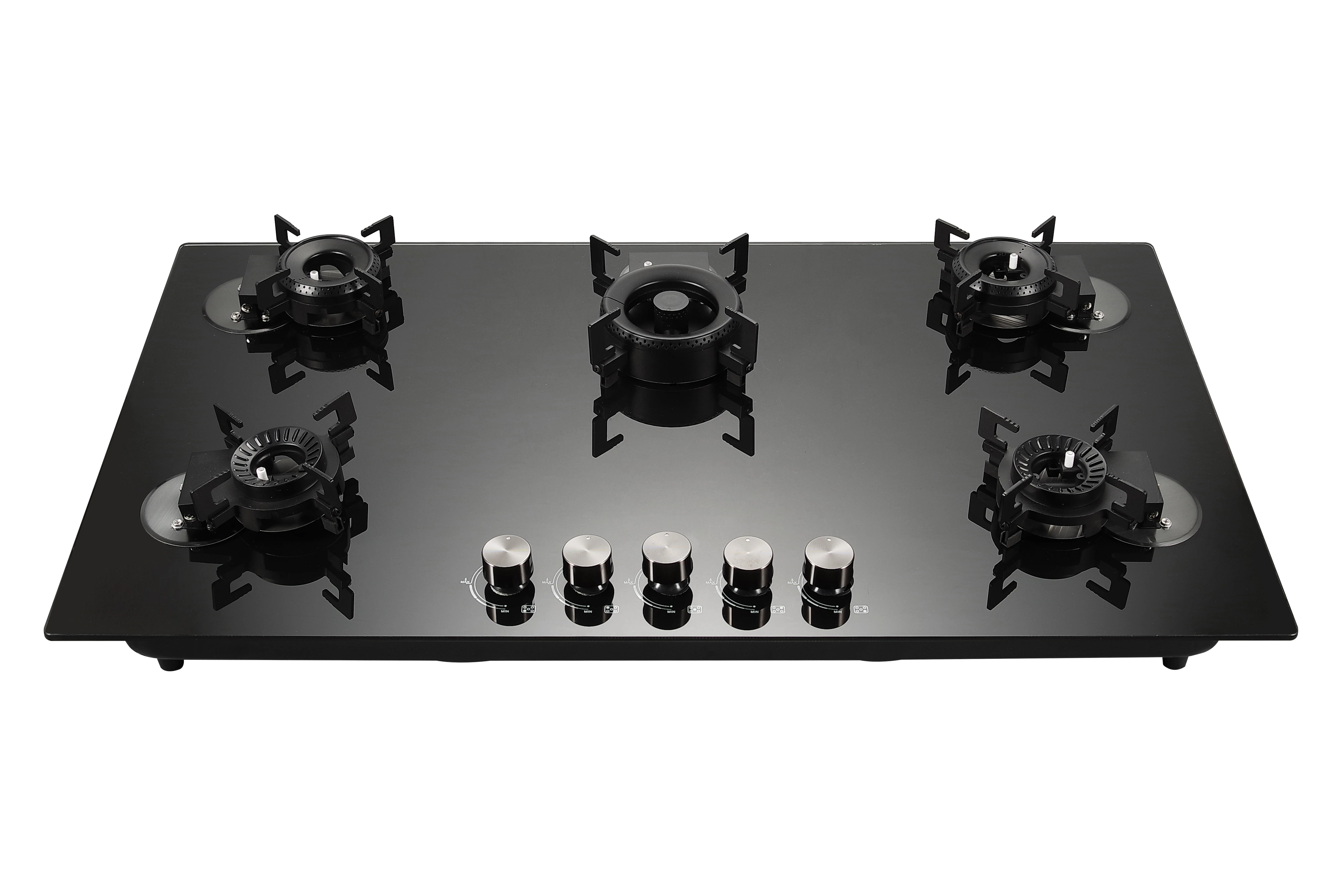 Fogão a gás de 5 queimadores de alta potência tipo flip vidro temperado fogão portátil embutido doméstico rv uso ao ar livre classe compatível