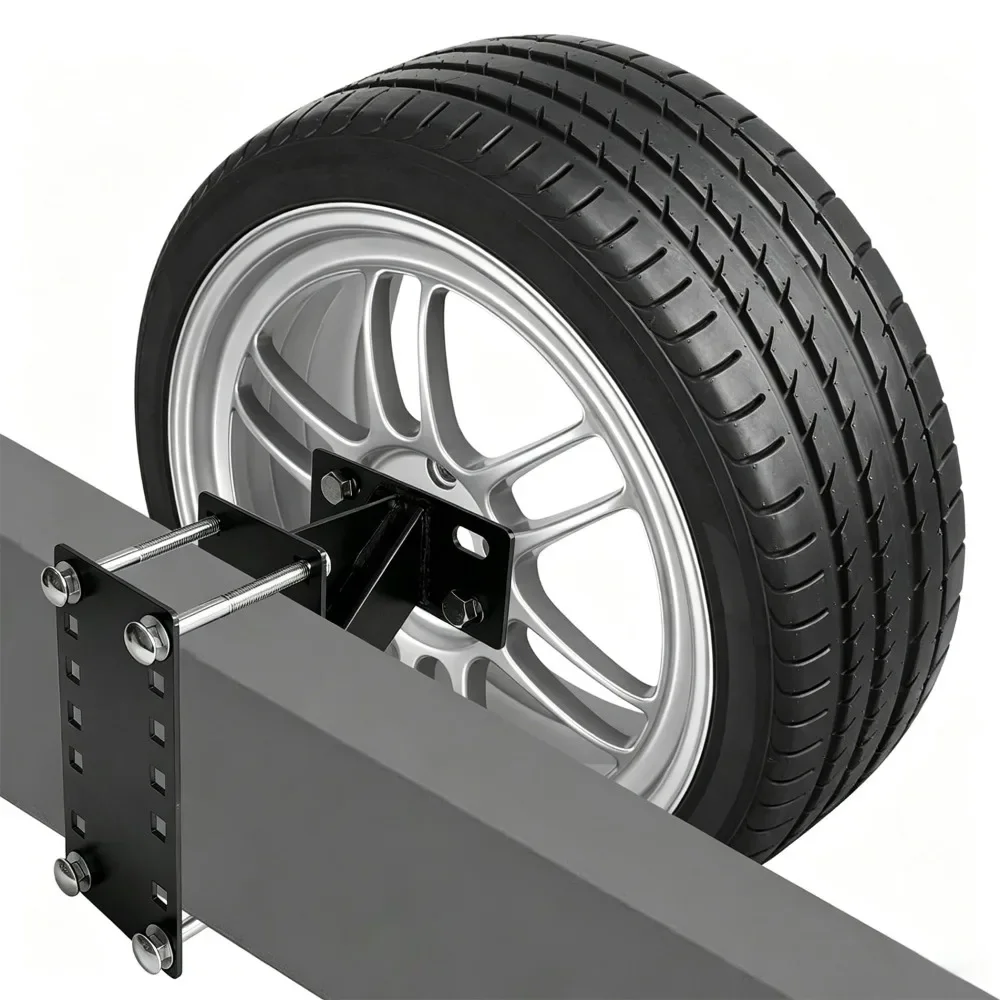 1 support de montage pour roue de secours, pour remorque de bateau, capacité de charge de 180 lb, structure triangulaire soudée, espacement des boulons de 4 à 6 pouces, sans perçage, robuste et polyvalent.