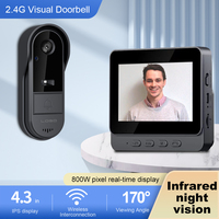 2.4G WiFi  Eye Peephole Video Doorbell Home Security Door Bell Waterproof 4.3 Inch IPS Screen IR Night Vision Wireless Doorbell