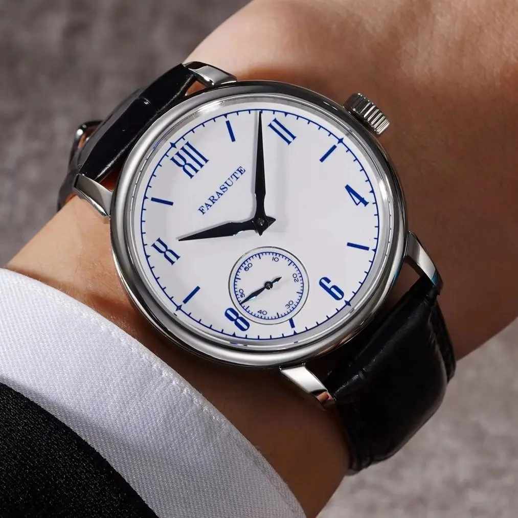 FARASUTE Men Mechanical Watch Luxury 39mm Manual Winding Wristwatch Sapphire Mirror Enamel Dial Power Reserve 80Hours
