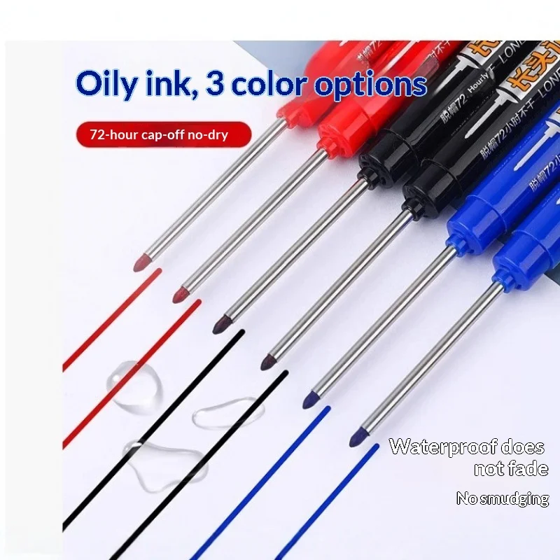 45mm waterproof long head pointed deep hole marking pen, ceramic brick wood work pen, black, red, blue, green ink, versatile