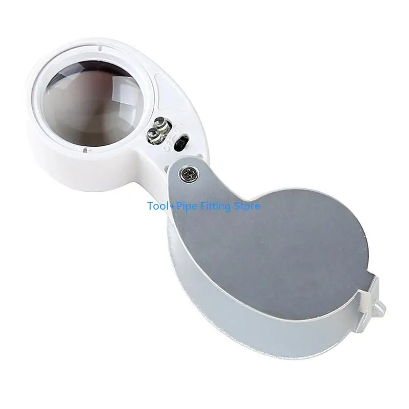 F92B 40X Illuminated Jewelers Loupe Foldable Magnifier with LED Light for Jewelry Watches Stamps Antiques Gift