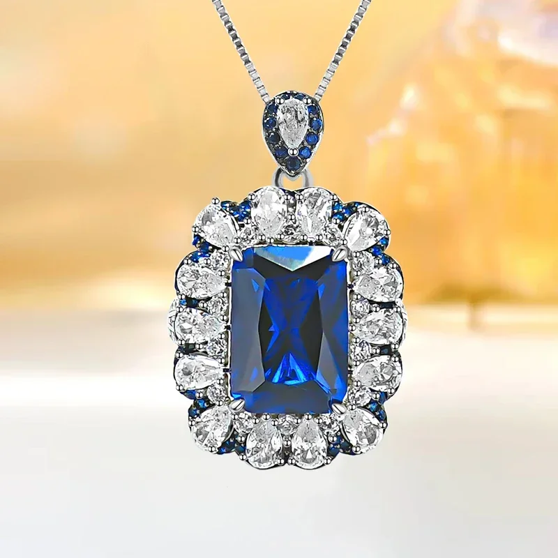 

Seiko Luxury Fashion Artificial Color Treasure 925 Silver Pendant Inlaid with High Carbon Diamond Wedding Fashion Jewelry