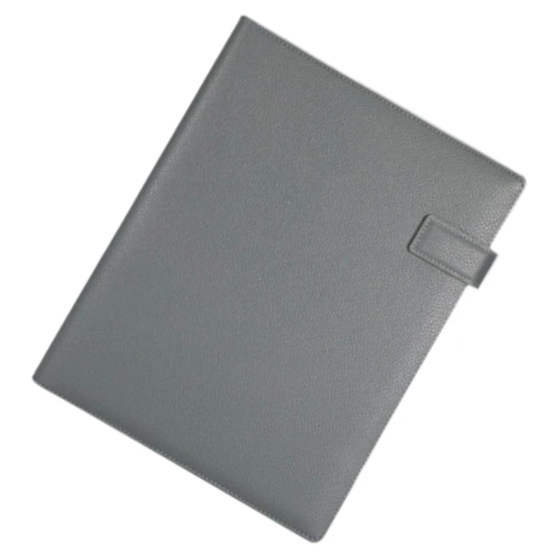 

L4MD Leather Document Organiser Closure Multiple Pockets Leather Conference Folder with Writing Board for Office