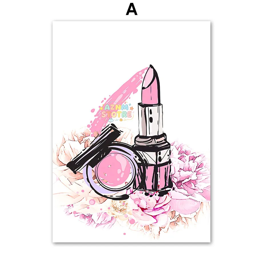 Nail Salon Nordic Posters And Prints Nail Polish Wall Art Mural Makeup Tools Lipstick Manicure Canvas Painting Beauty Room De