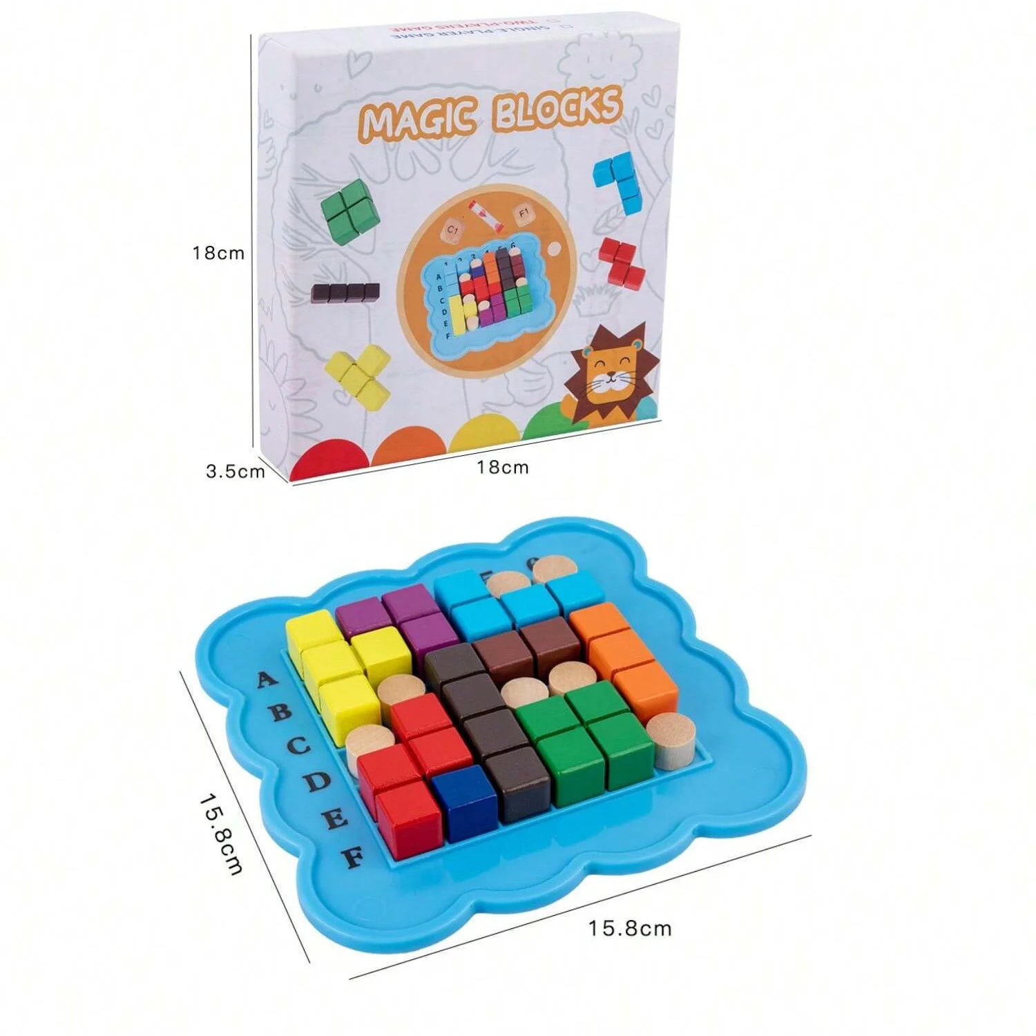 Logic cube, interactive board game, wooden block puzzles, colourful 3D blocks with dice and hourglasses!