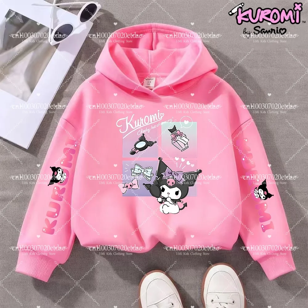 سانريو Kawaii Kuromi هوديي ملابس شاحنة للأطفال ملابس الفتيات أزياء طفل الفتيان ملابس الخريف مرحبا كيتي البلوز هدية #4