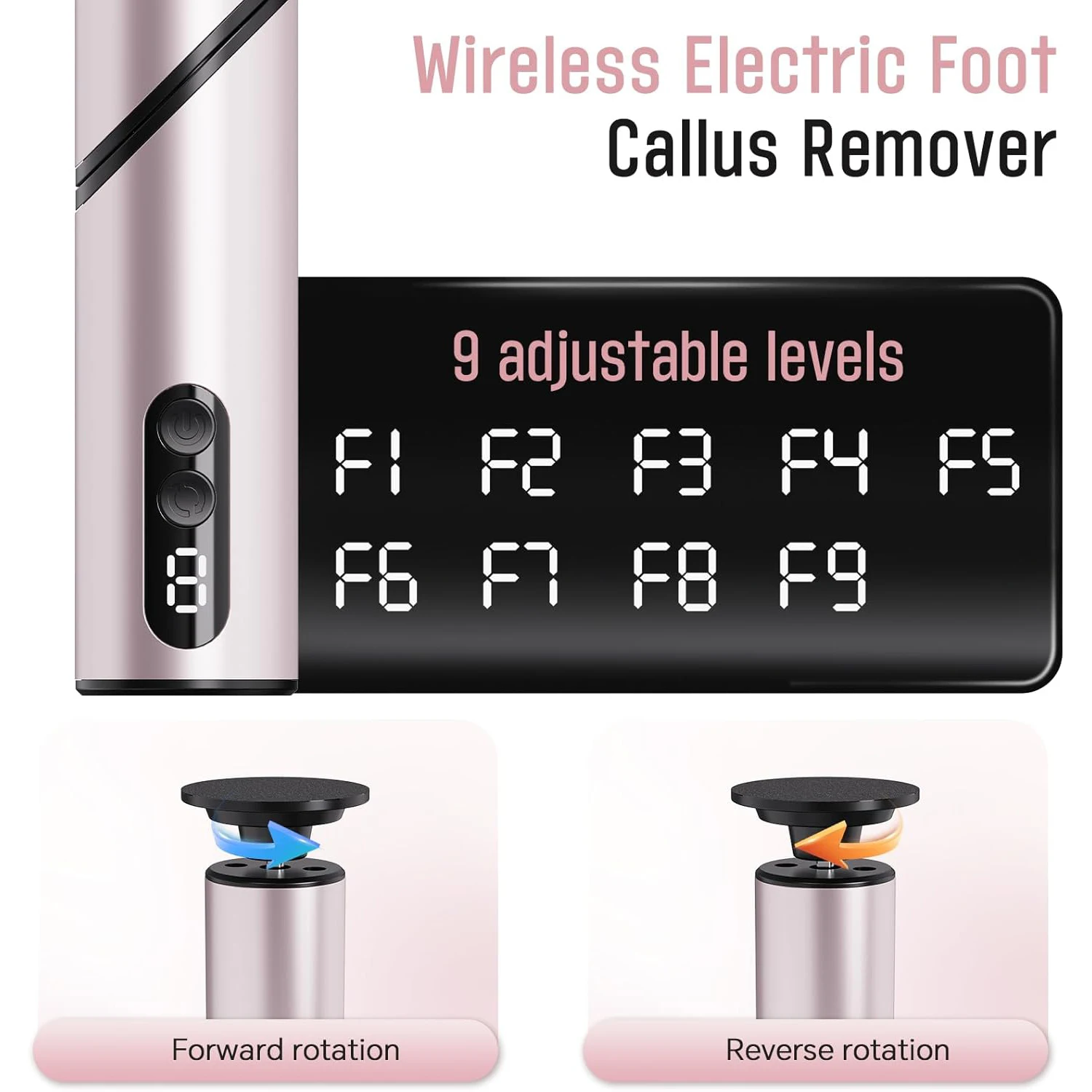  Foldable Electric Foot Callus Remover Foot Exfoliation 9 Adjustable Speeds Foot Scrubber for Dead Skin Pedicure Cracked
