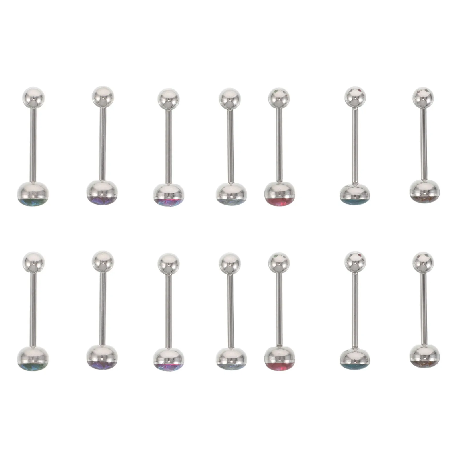 

14Pcs Mermaid Barbell Tongue Rings Metal Fish Scale Pattern Body Piercing Jewelry Vibrant Color Tongue Barbell Studs for Parties