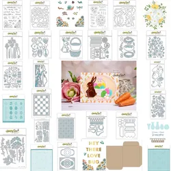 New Spring Easter Flower Rabbit Metal Cutting Die Hot Foil Stencil Clear Stamp Scrapbook Paper Card Album Mould Embossing