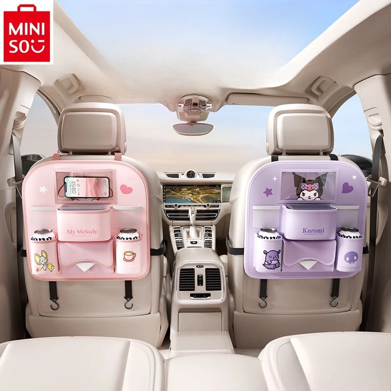 

MINISO Car Backrest Storage Box Multi functional Car Cartoon Kuromi Rear Seat Back Hanging Bag Decorative Supplies