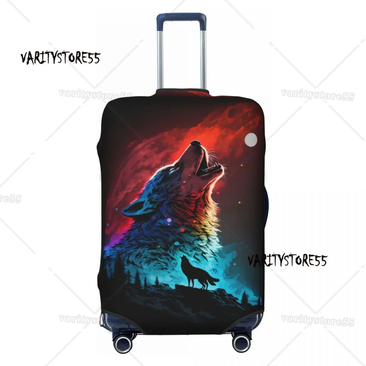 Custom Ghost Wolf Suitcase Cover Washable Travel Luggage Covers for 18-32 inch