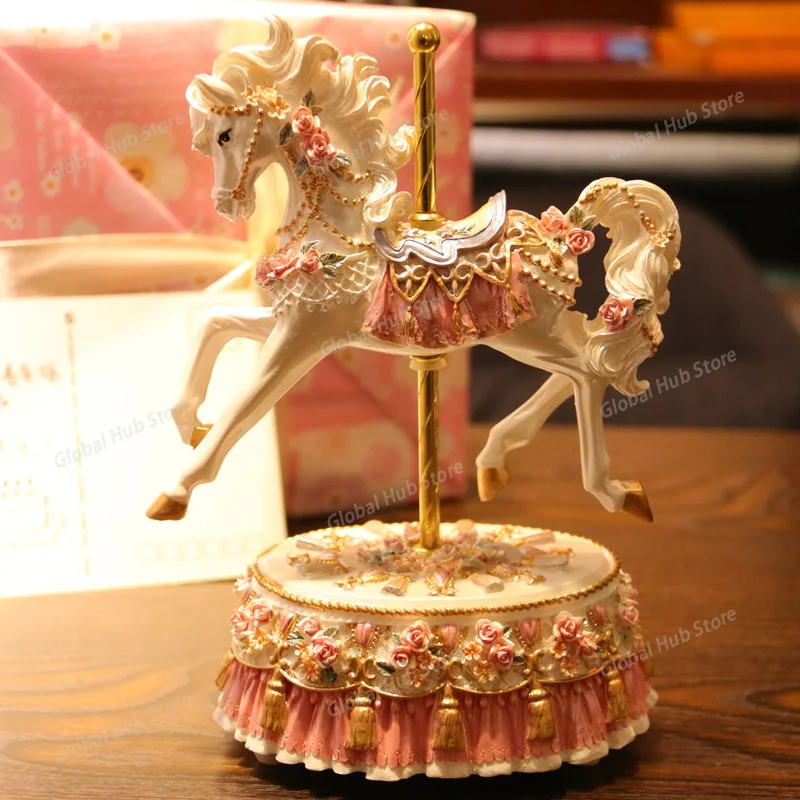 Love Is Only for You Carousel Music Box Cartoon Music Box for Girls, Children, Christmas Birthday Gifts