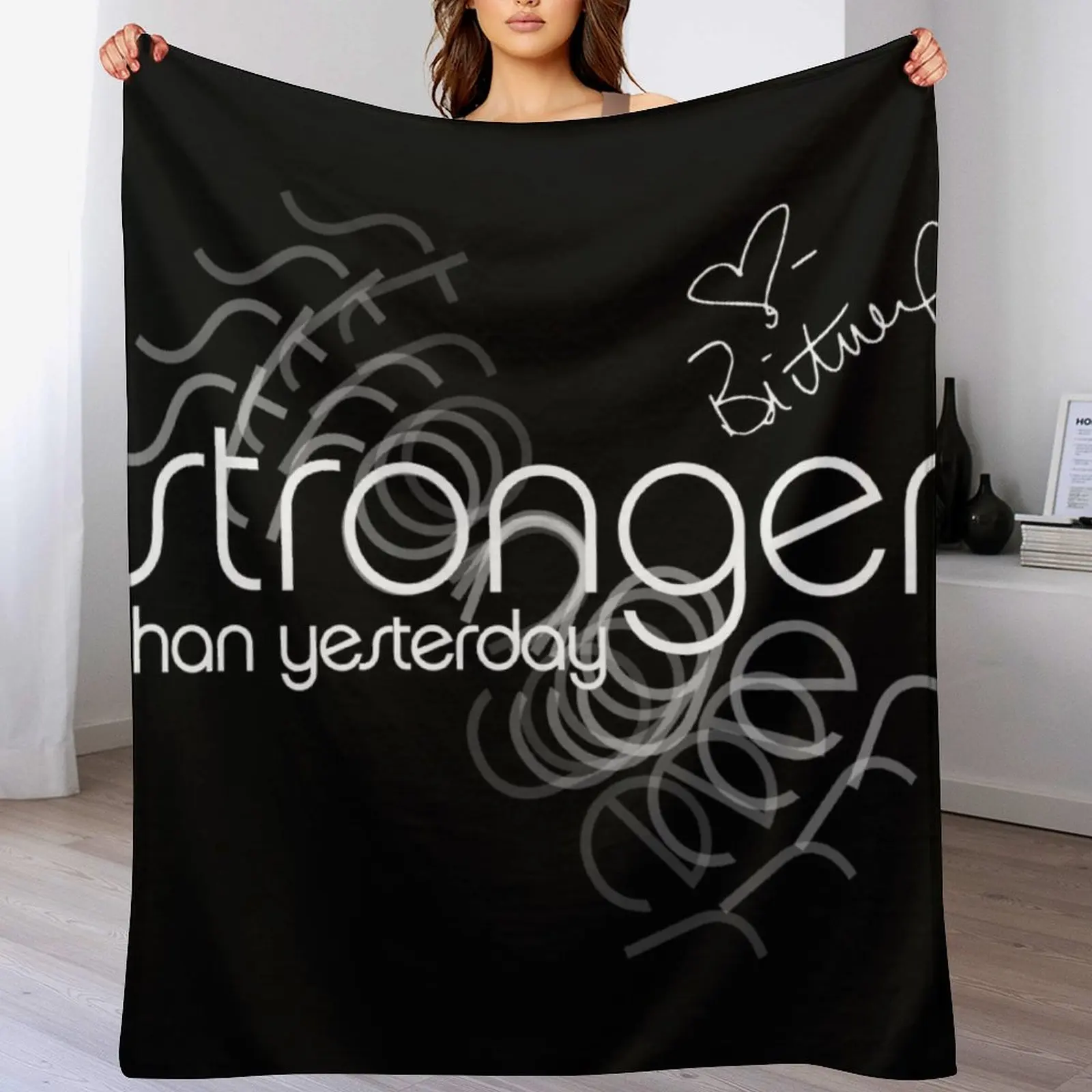 

Stronger than yesterday - Britney Spears signature and Stronger logo Throw Blanket Year Round Soft Comfortable Blanket for Home