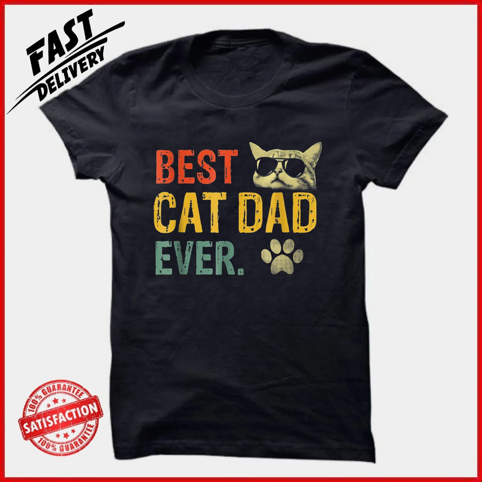 

Vintage Best Cat Dad Ever T-Shirt Cat Daddy Funny Gift Unisex T-Shirt