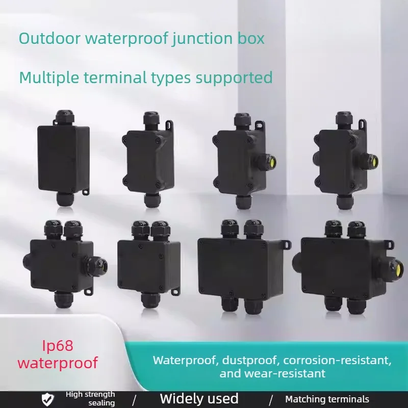 Outdoor Waterproof Junction Box, Plastic Underground Buried Sealed Distribution Box for Monitoring, 3-Way / 4-Way, 1-In 1-Out wi