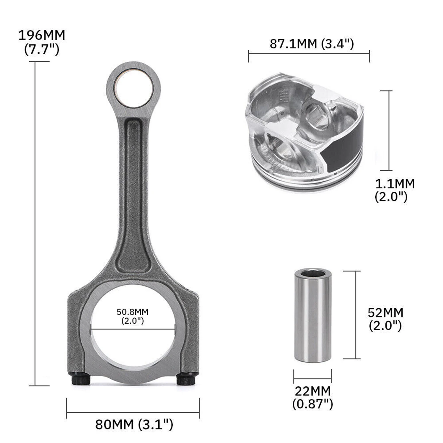 23040-2G200 23410-2G201 23510-2G5002 3040-2G200 Connecting Rod Piston Kit Piston Ring For Hyundai Tucson Sonata Kia 2.4L