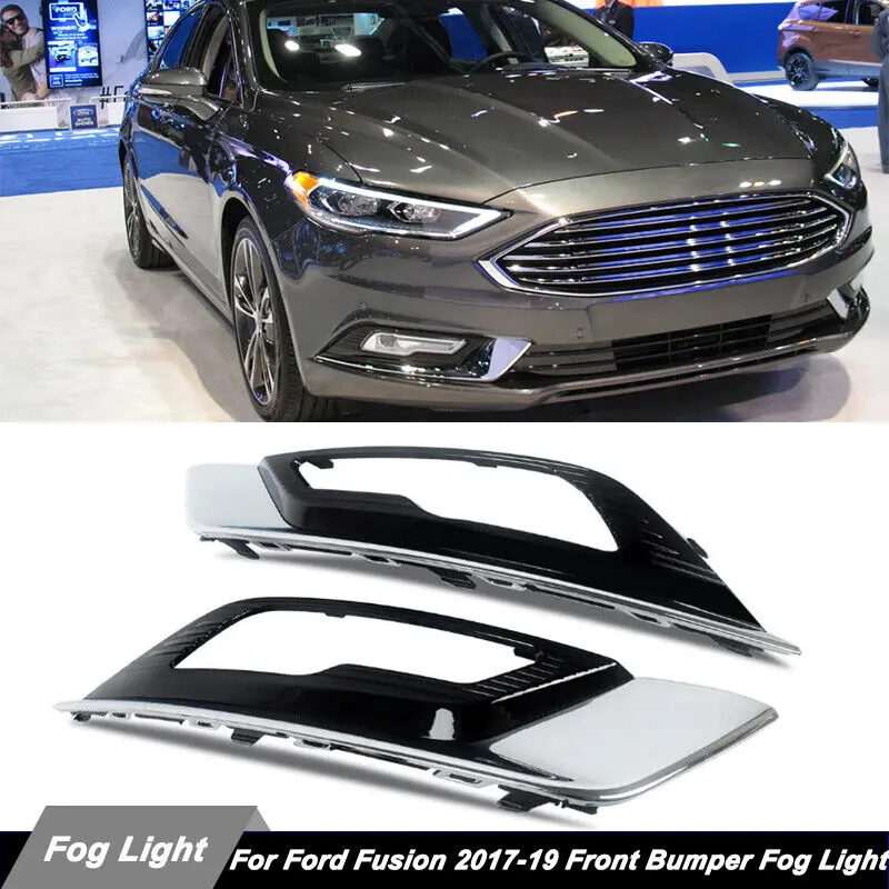 Fit For 2017-2019 Ford Fusion Sedan Chrome Ring Front Fog Light Lamp Cover Bezel