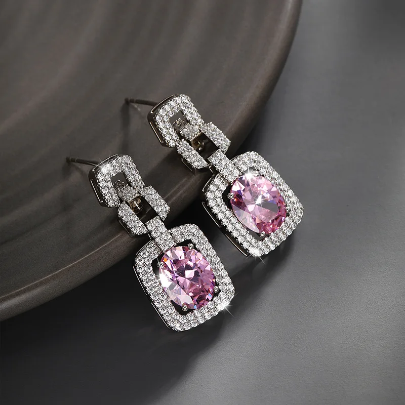 Shing U Square Synthetic Stone Dangle Earrings Vintage Fashion Party Jewelry for Women Gift