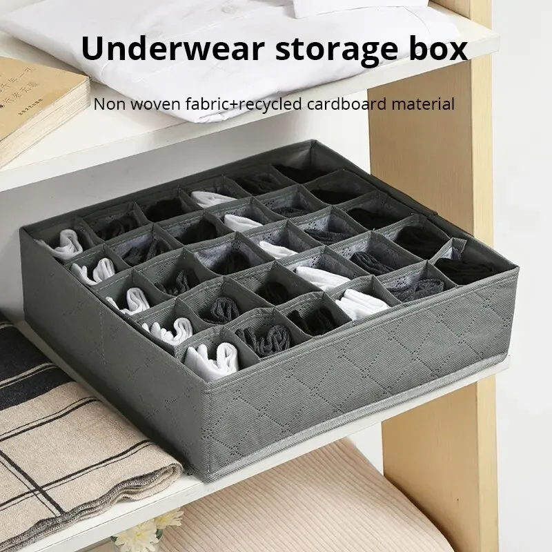 

1pc Black 30 Grids Underwear Organizer Foldable Cabinets Drawer Underwear Divider Box Hard Bra Socks Closet Cosmetic bag Desk