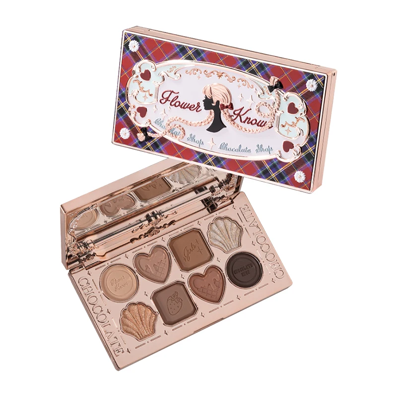 Paleta Cieni do Powiek Flower Knows Chocolate Shop, Rozświetlacz, Brokat, Perłowy, Rococo, Kompleksowa Paleta