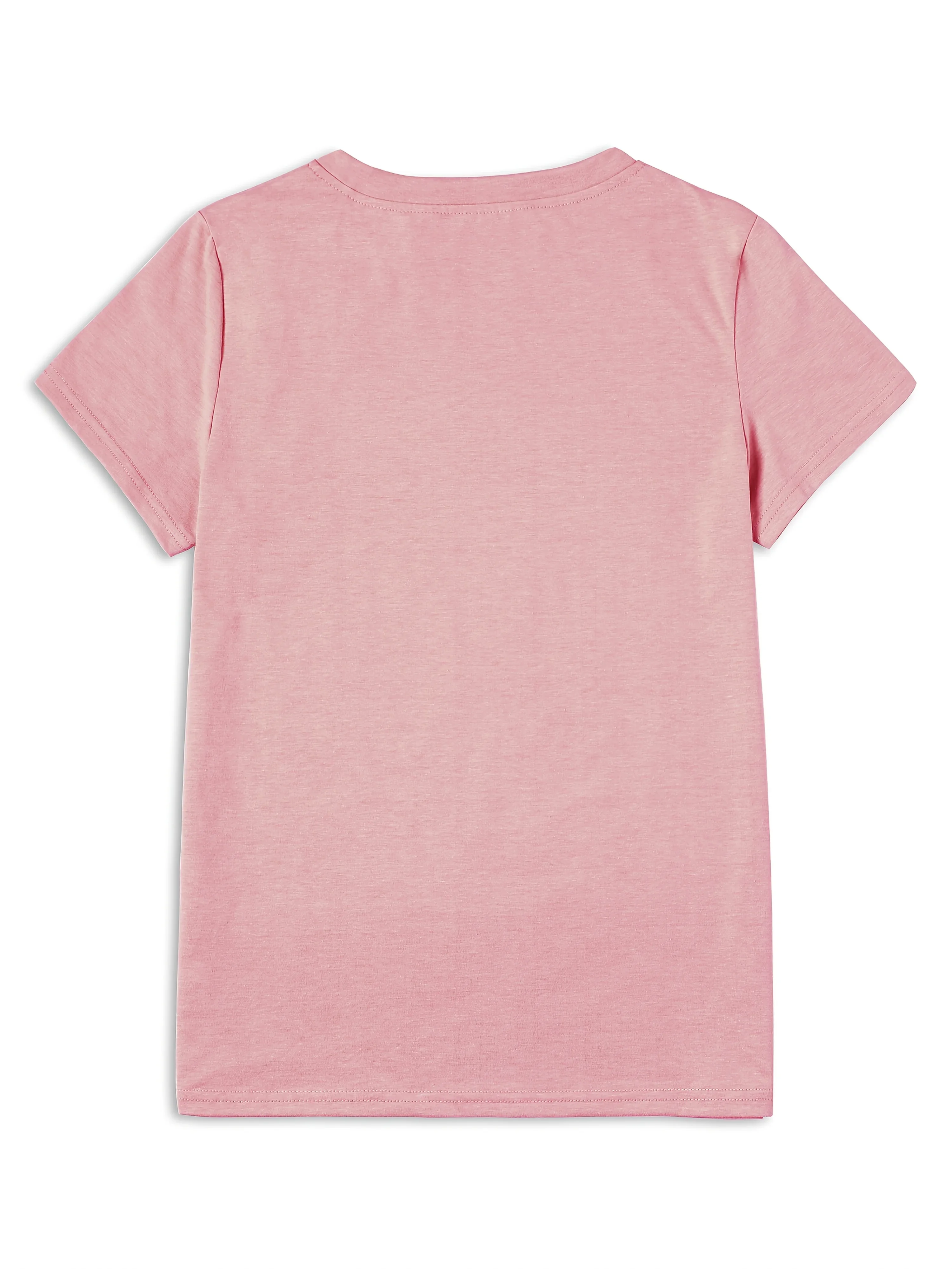 Pink Heart Pattern Teacher T-Shirt  Pink Heart and Apple Pattern Print Crew Neck Short Sleeve Top for Women Urban Style Printed