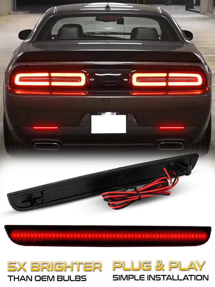 Réflecteur de pare-chocs arrière LED, 2 pièces, feu arrière rouge, feux de freinage pour Dodge Challenger 2015 – 2022, accessoires de voiture OEM # 68211189AA