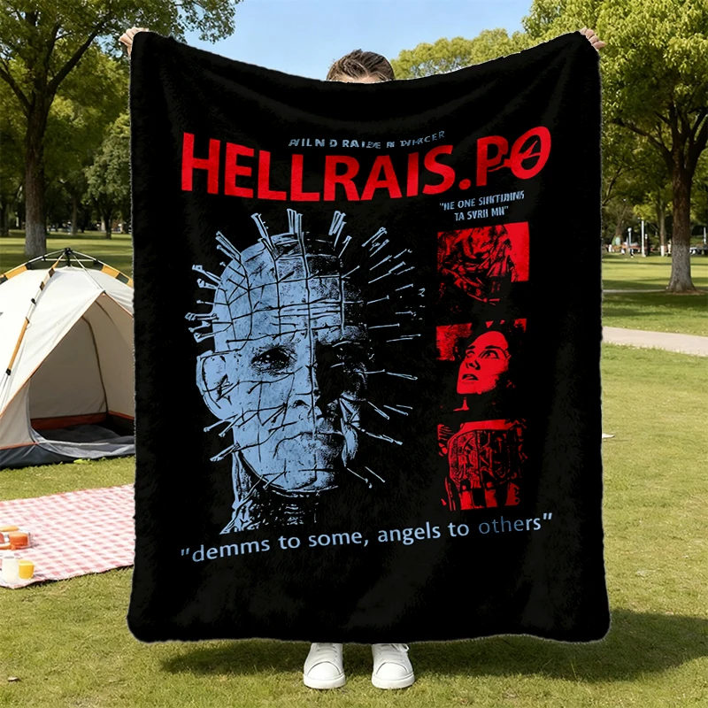 Hellraiser 1987 T, Flannel Blanket, Pinhead Clive Barker Cenobites Flannel Throw, Cult Classic Fan Cozy Blanket