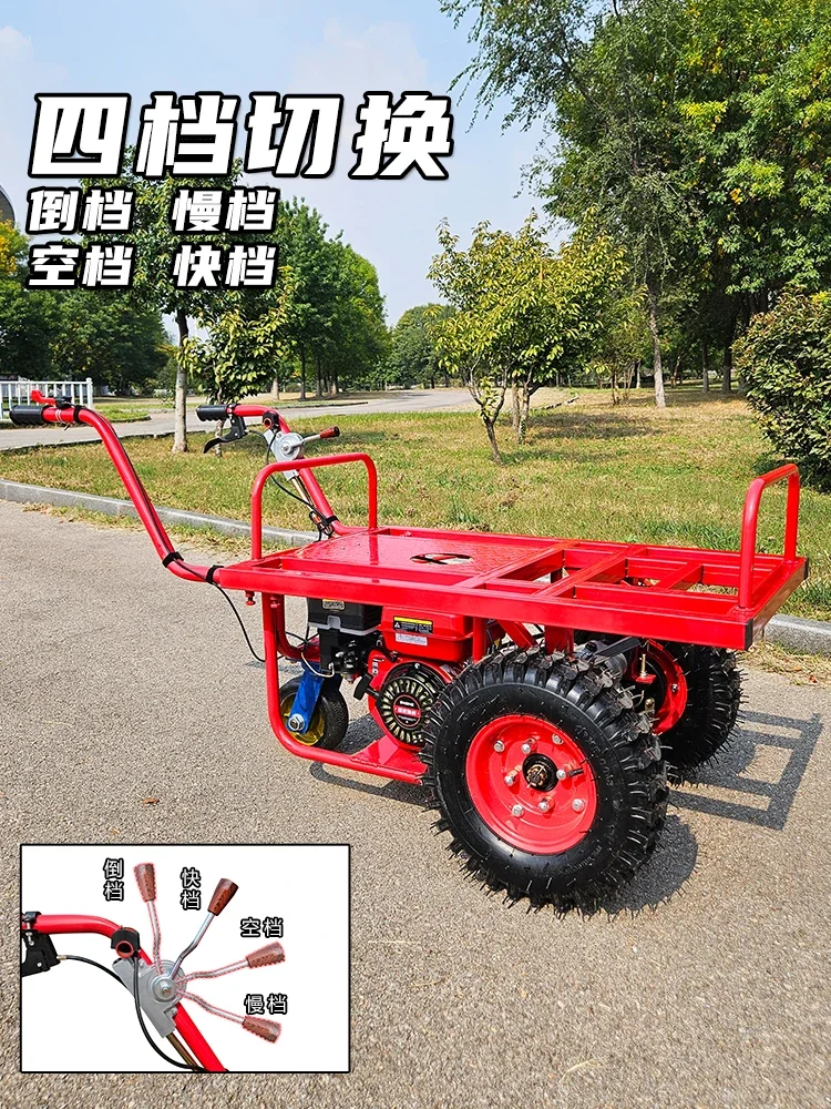 Chariot à double roues pour verger d'escalade agricole, plateau en bois côtelé, camion à seau de sable et de gravier pour chantier