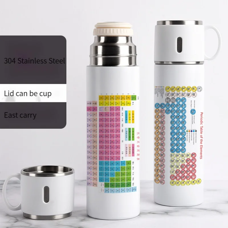 500ML Creative Couple Cup Lid Drinkable Sailor Outdoor Drinking Glass Periodic Table Of Elements Thermos Cup Student Gifts