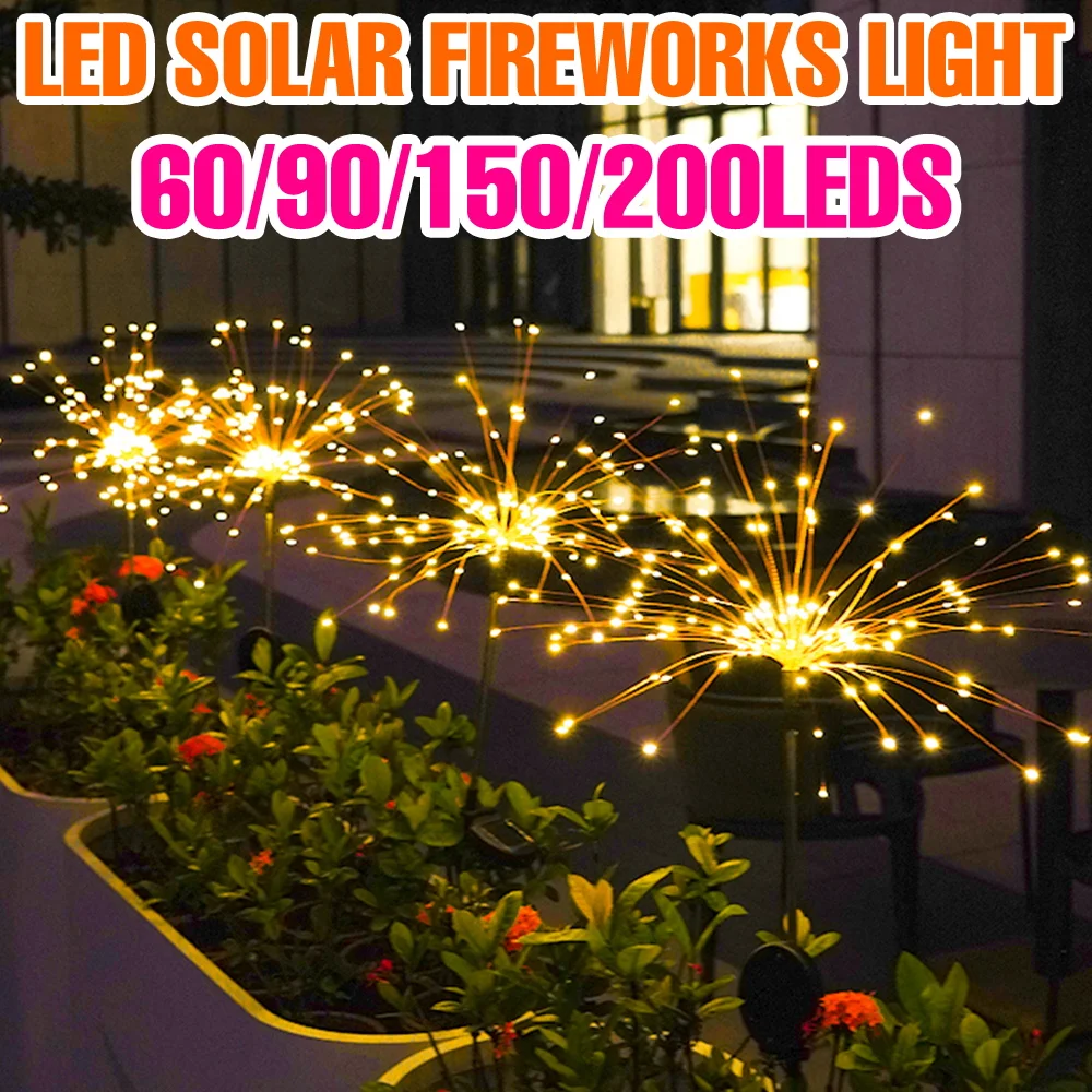 

Solar Power LED Fireworks Lamp Dandelion Garden Courtyard Atmosphere Decor Lamps Outdoor Landscape Balcon Grounding Lawn Lights