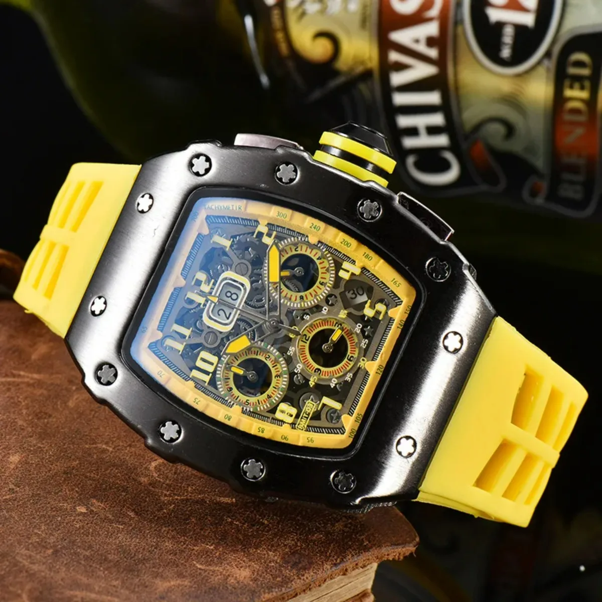 ساعة كوارتز رياضية صغيرة متعددة الوظائف للشباب والأزياء من النوع البرميل بستة دبابيس #3