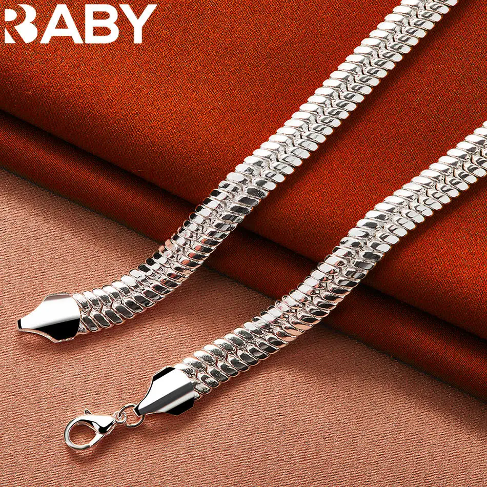 

URBABY 925 Sterling Silver 50cm 10mm Chain Necklace For Women Man Charm Trend Birthday Gifts Fashion Party