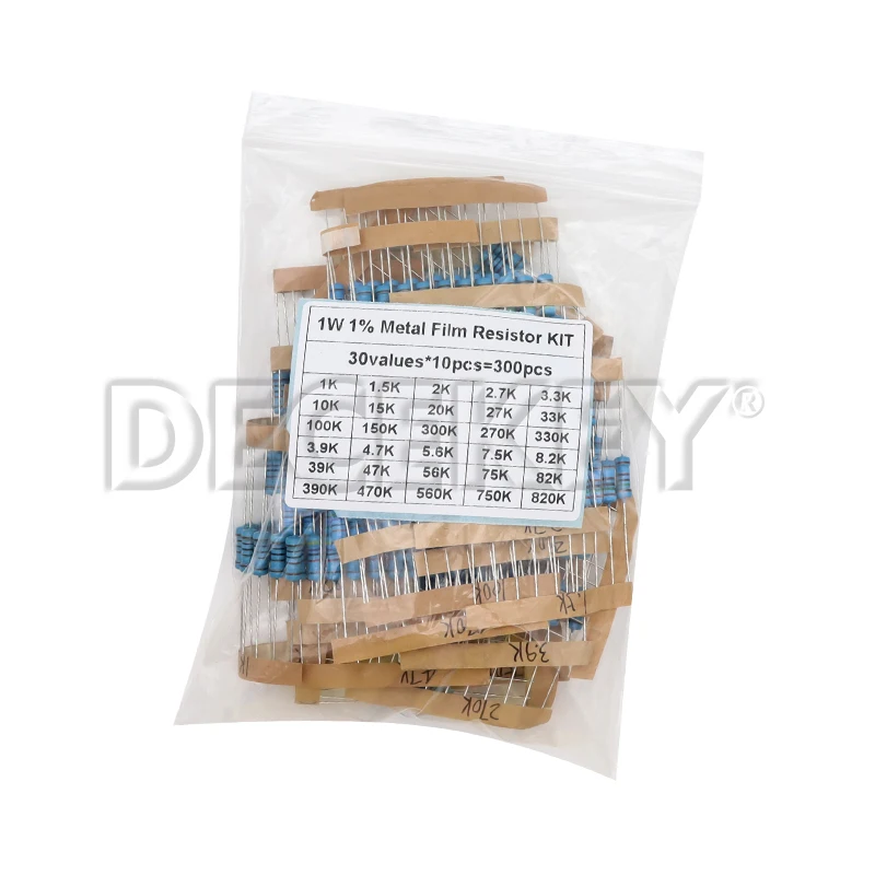 150PCS Widerstand Kit 2W 3W 5W 1% 30Werte X 5PCS Carbon Film Widerstand 1K-820K 0,1R-750R Set