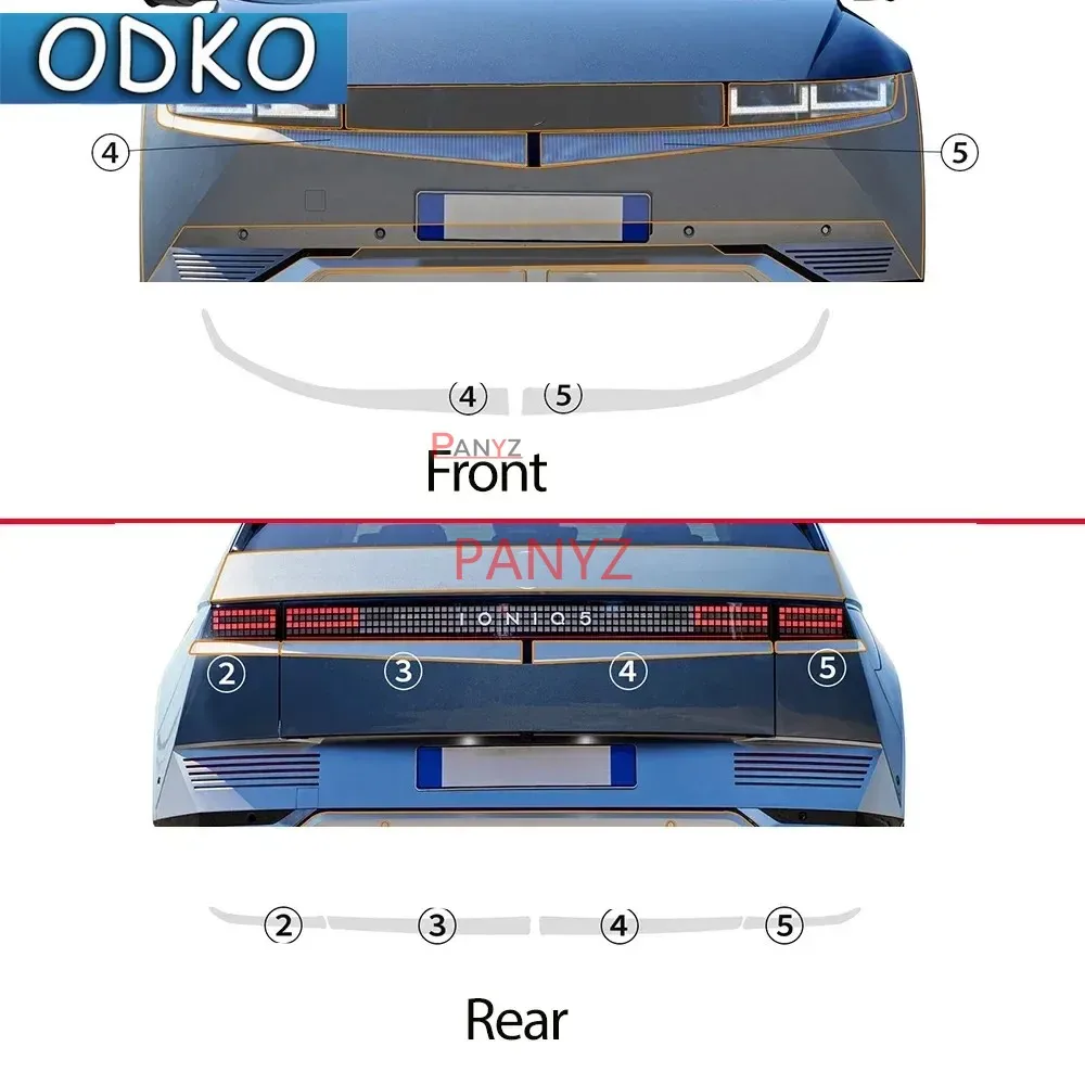 Smoked Black for Ioniq 5 2022 2023 Headlight Rearview Protection Film Car Sticker Anti-scratch Protective Smoked Clear