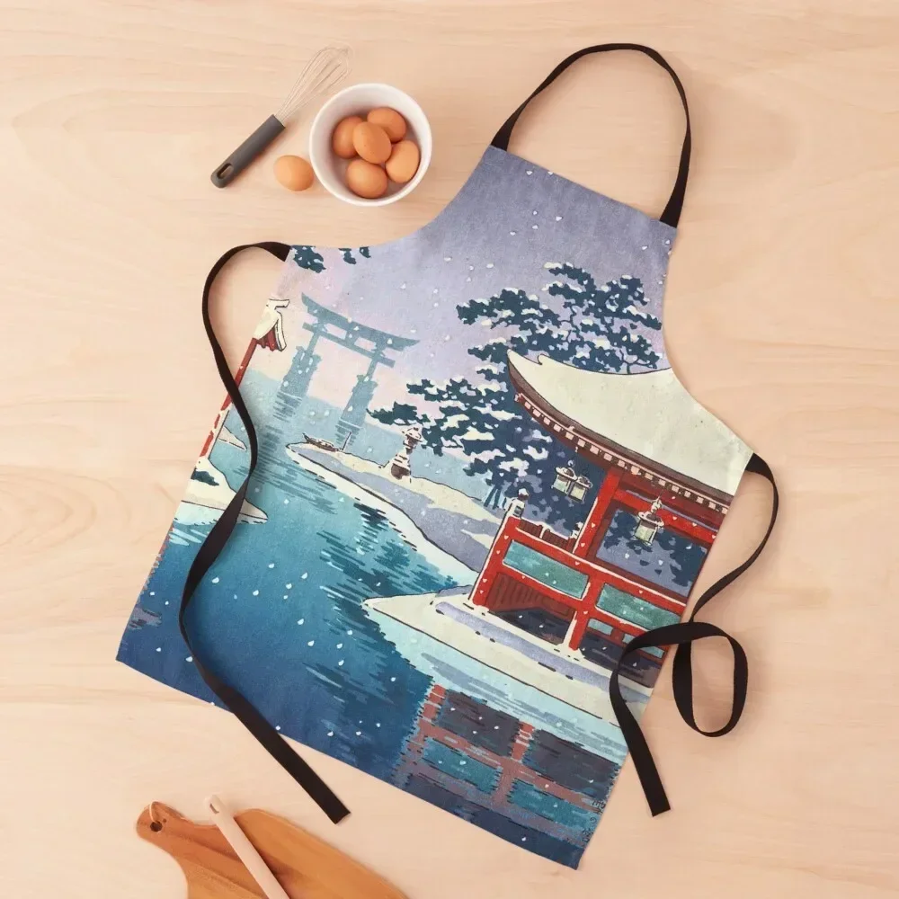 Snowy Miyajima by Tsuchiya Koitsu Apron Teacher Chef Uniform For Men Bib For Kitchen Apron