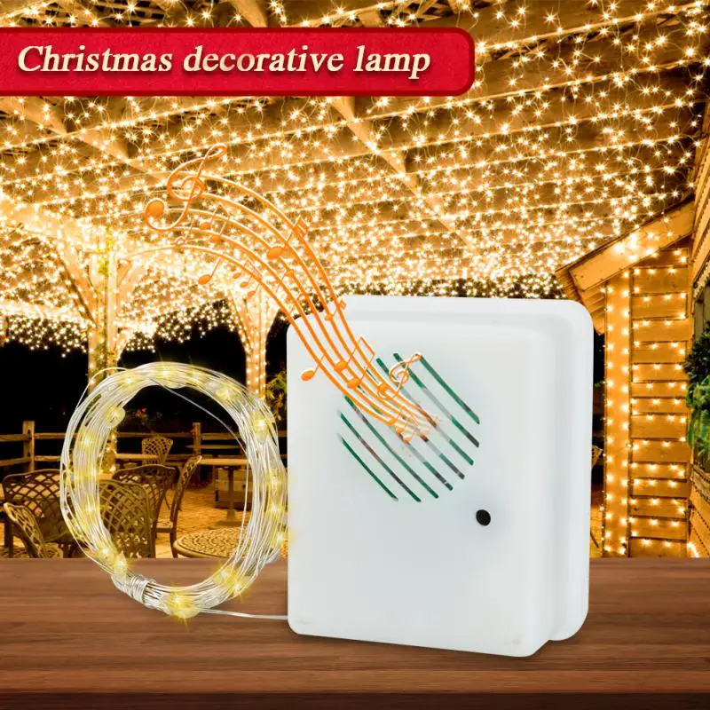 Christmas Sound Sensor Music Speaker Voice-activated Props With 3m String Lights Xmas Tree Decorative For Halloween Christmas