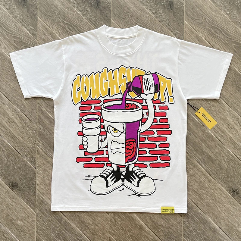 

Hip Hop Fun Spoof Print That's A Awful Lot of Cough Syrup T Shirt Men Women Black White Streetwear Gothic Short Sleeve Tops Tee