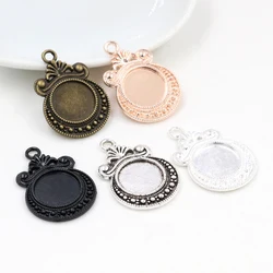 20pcs 12mm Inner Size Antique Bronze Silver Gold Black Plated Fashion Style Cabochon Base Cameo Setting Charms Pendant
