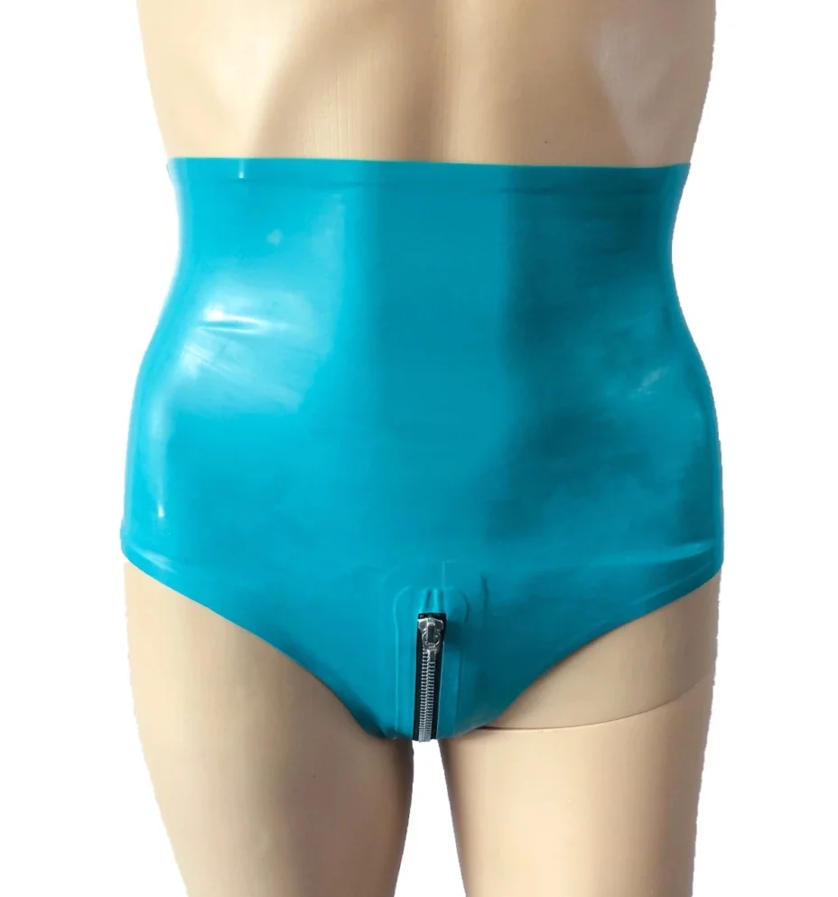 

Women's Sexy High-Waisted Latex Hotpants with Crotch Zip Fashion Underwear Handmade Panties Shorts for Fetish Wear Cosplay