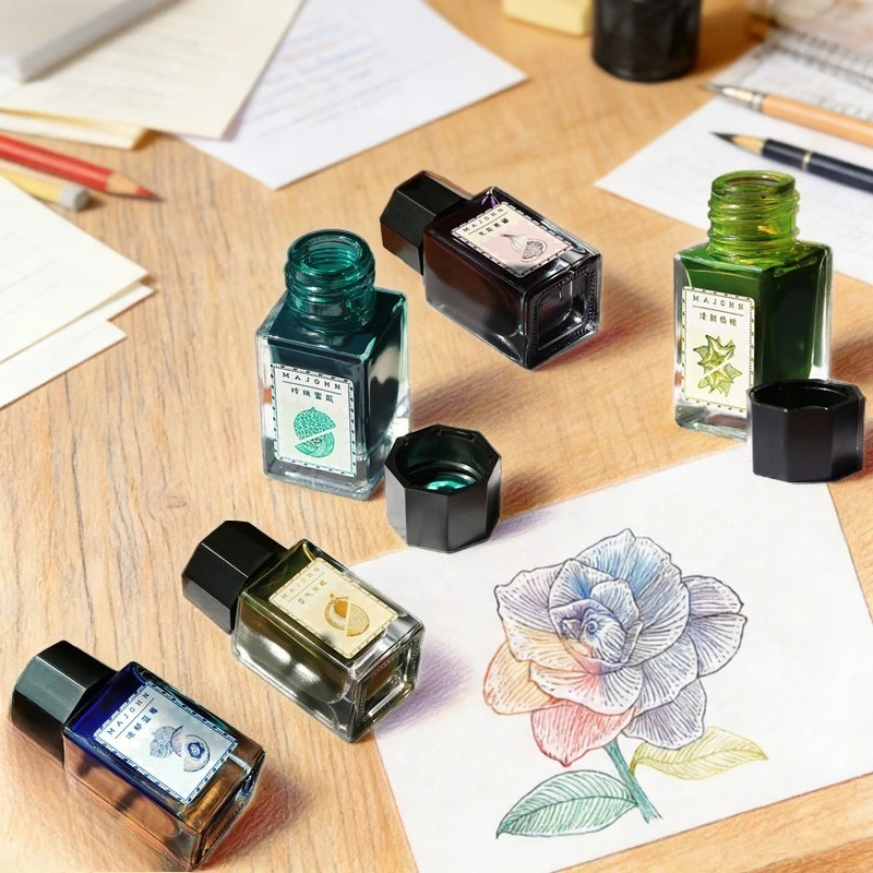 8pcs 18ml Color Pigment Ink Waterproof Not Easy Fade for Painting Creation Notes Diary Calligraphy Illustration Design