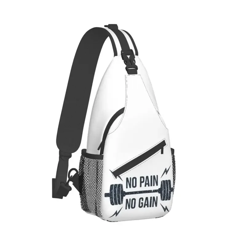 No Pain No Gain Gym Motivational Quote Sling Bags Bodybuilding Workout Shoulder Chest Crossbody Backpack Travel Hiking Daypack