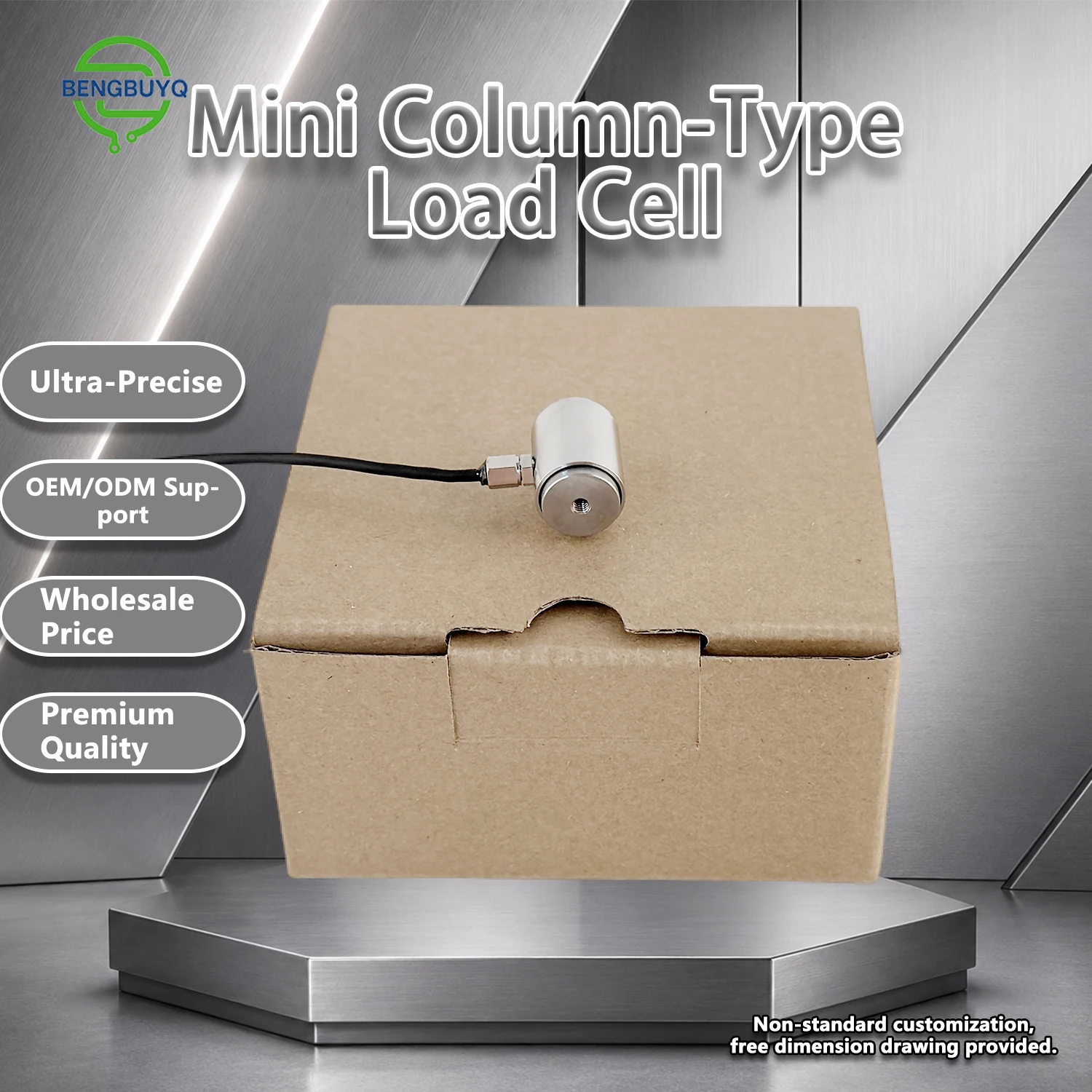 Durable Miniature Cylinder Load Cell Force Sensor Stainless Steel Construction High Accuracy 0-50kg for Harsh Environments
