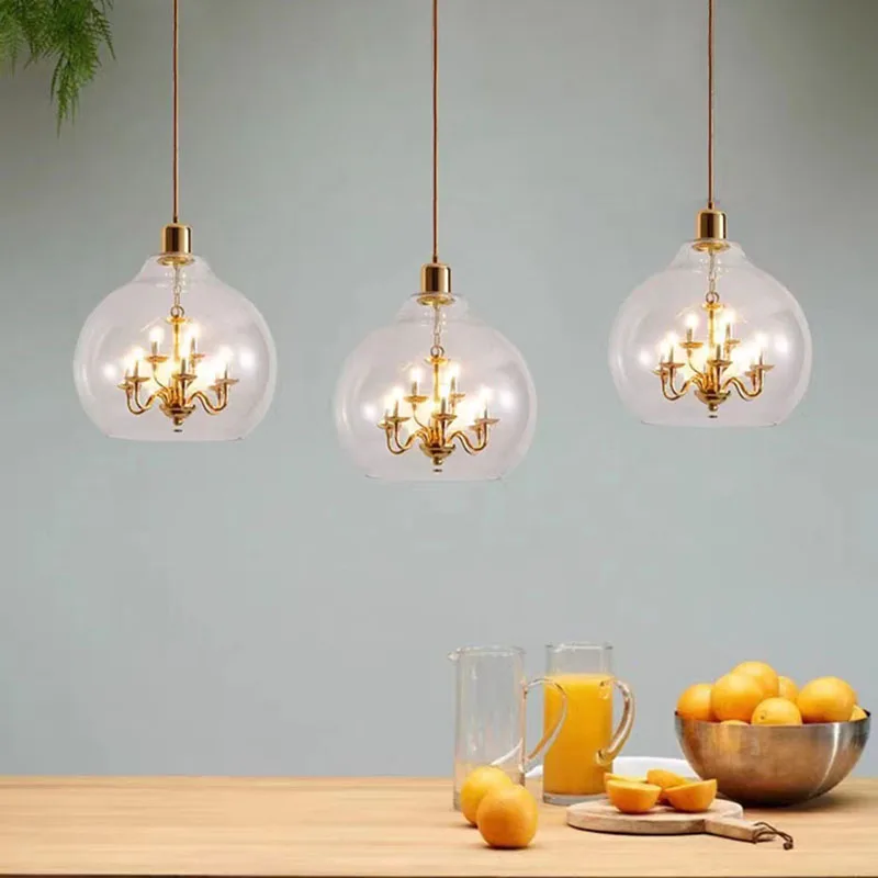Nordic Denmark Fashion Art Circular Glass Decorative LED Pendant Lamp Bedroom Study Exhibition Hall Bar Restaurant LED Light